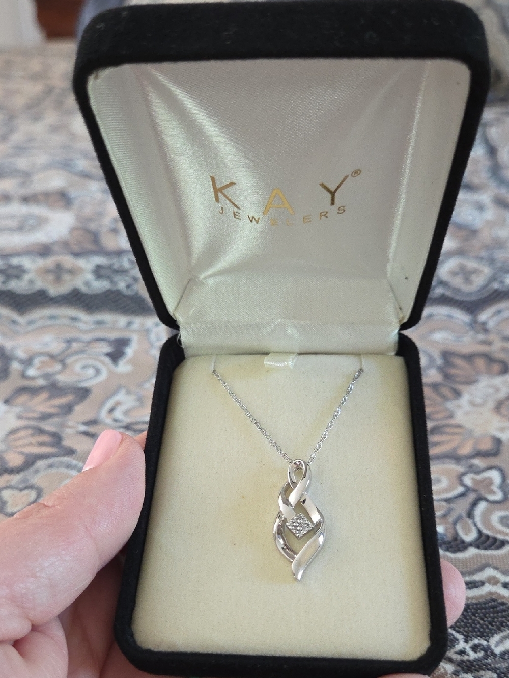 Kay Jewelers Silver Infinity Drop Necklace with Sparkling Accent